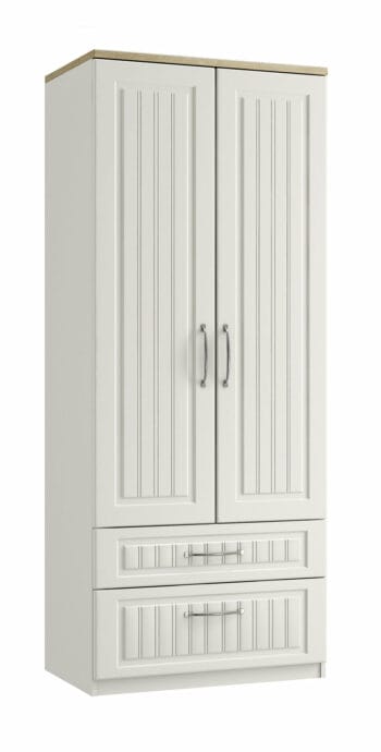 Portofino Double Tall 2 Drawer Gents Wardrobe (With one deep drawer)